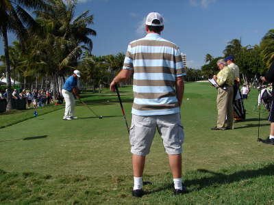 Adam Sandler on the tee at the Sony Open