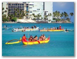 Outrigger canoes, Waikiki Beach, Oahu Hawaii